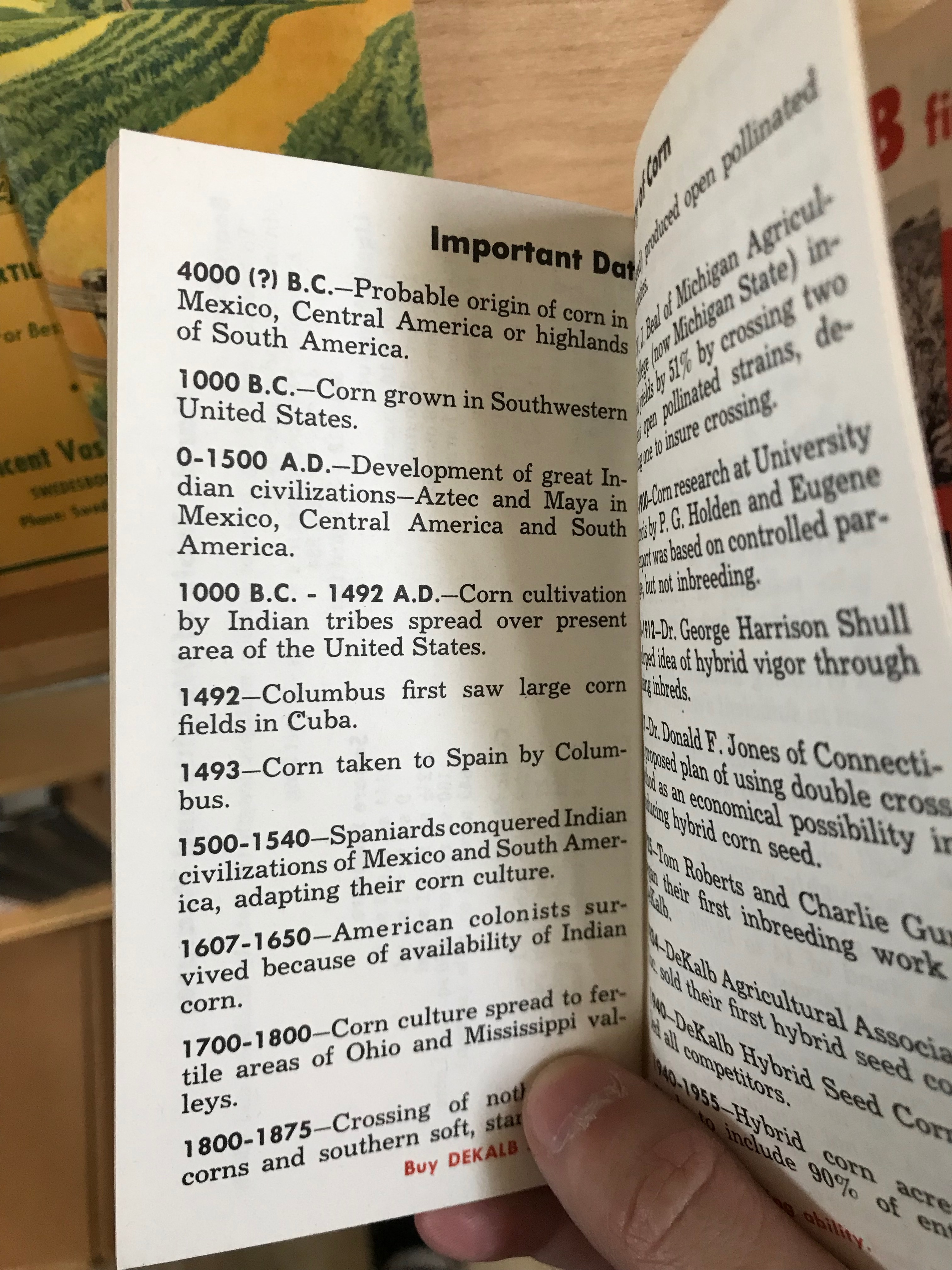 Important dates from Dekalb Memo Book